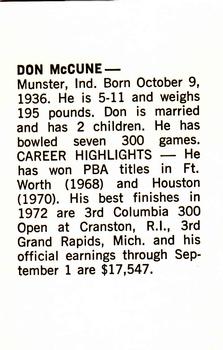 1973 PBA Bowling #NNO Don McCune Back